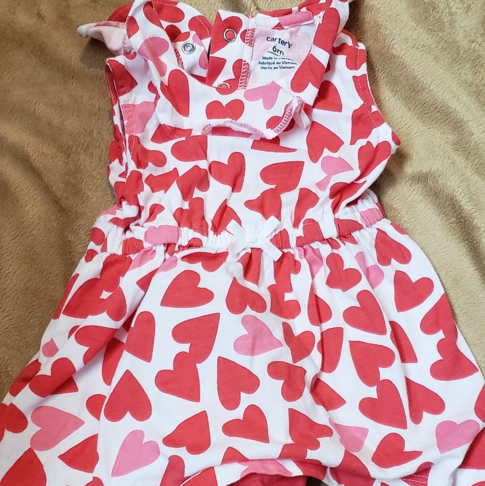 Carter's red pink and white heart dress